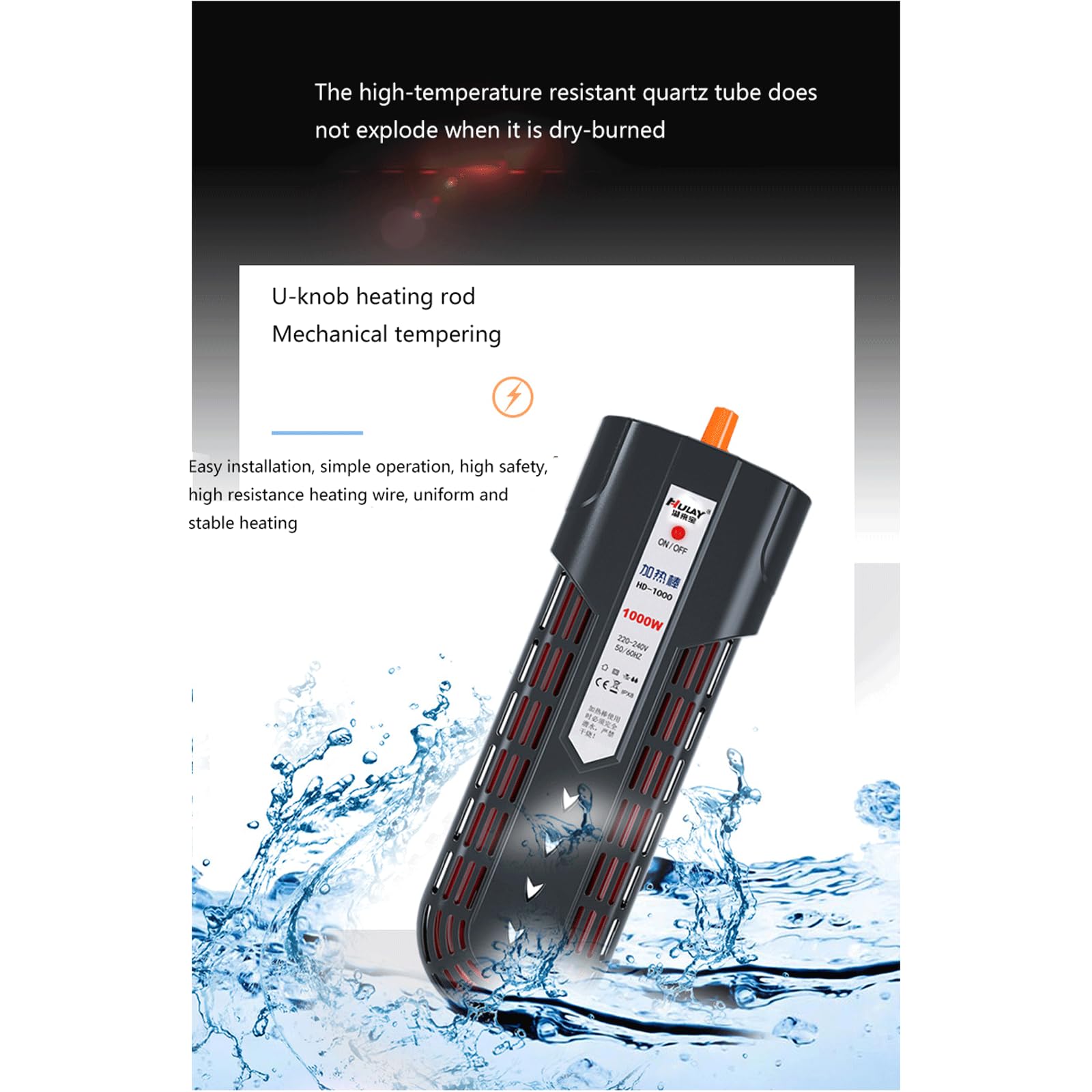 Asta riscaldante per Tartarughe Riscaldatore per Acquario Termostato Automatico Intelligente antideflagrante Basso Livello dell'Acqua Controllo remoto della Temperatura,100W (100W)