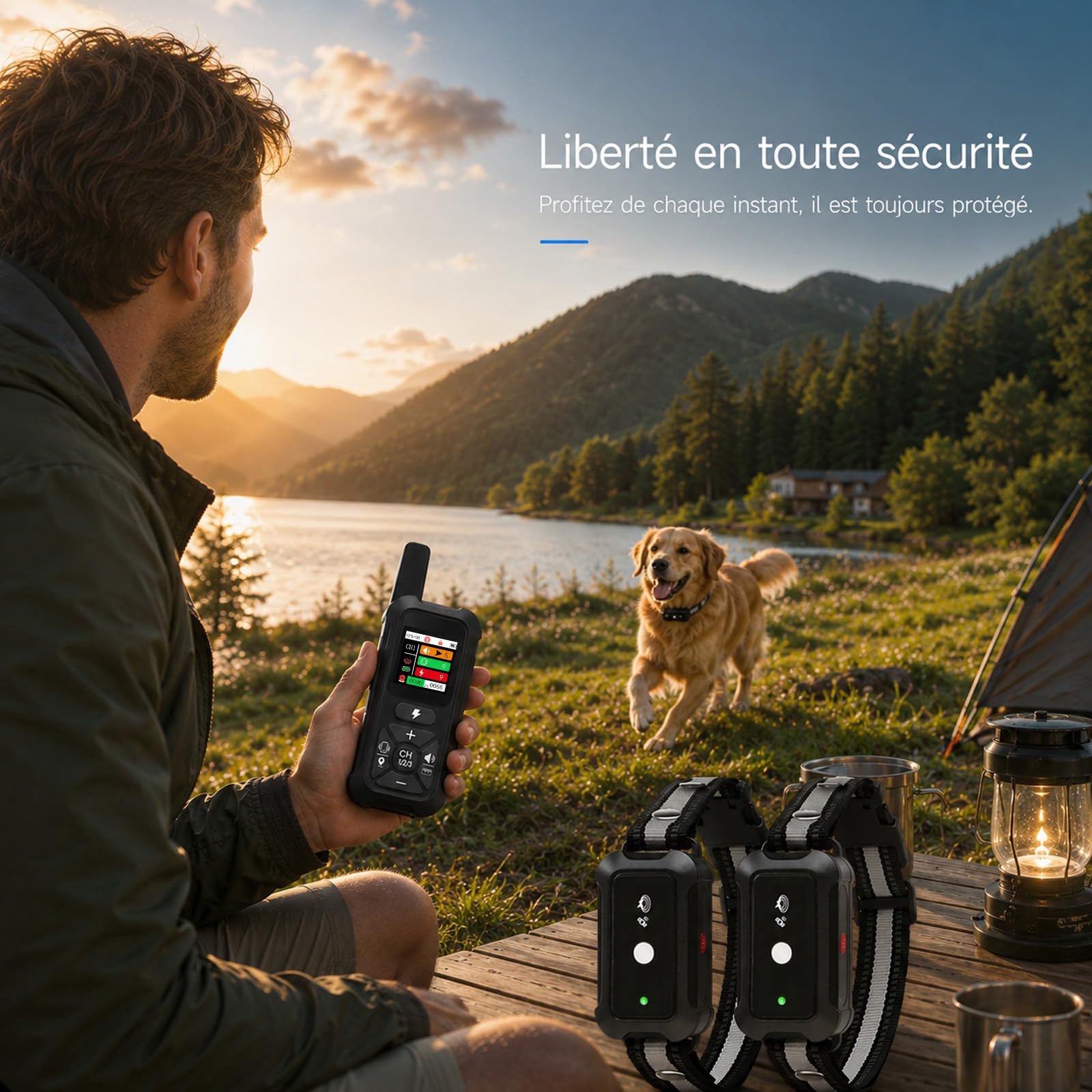 Collier Anti Fugue pour Chien, Clôture GPS Intelligente, 3 Modes d'Entraînement, Portée 2000 m, Nylon Réfléchissant
