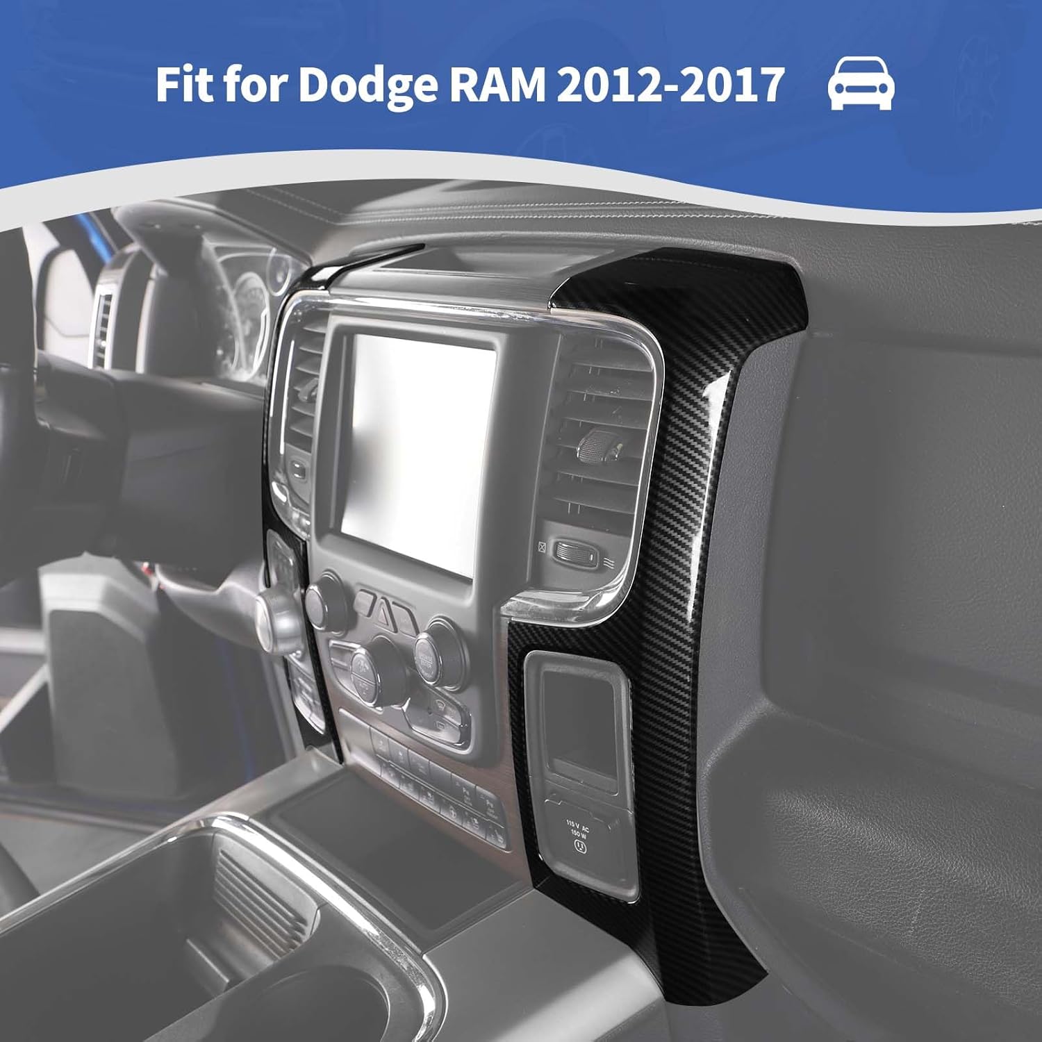 RT-TCZ for RAM Carbon Fiber Center Console Dashboard Air AC Vents Trim Cover for Dodge RAM 2012-2017 ABS Interior Accessories 2pcs