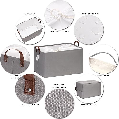 Miniatura 4 de Hinwo Contenedores de almacenamiento extra grandes de 70 L, organizadores y almacenamiento de armario, cestas plegables de almacenamiento de ropa