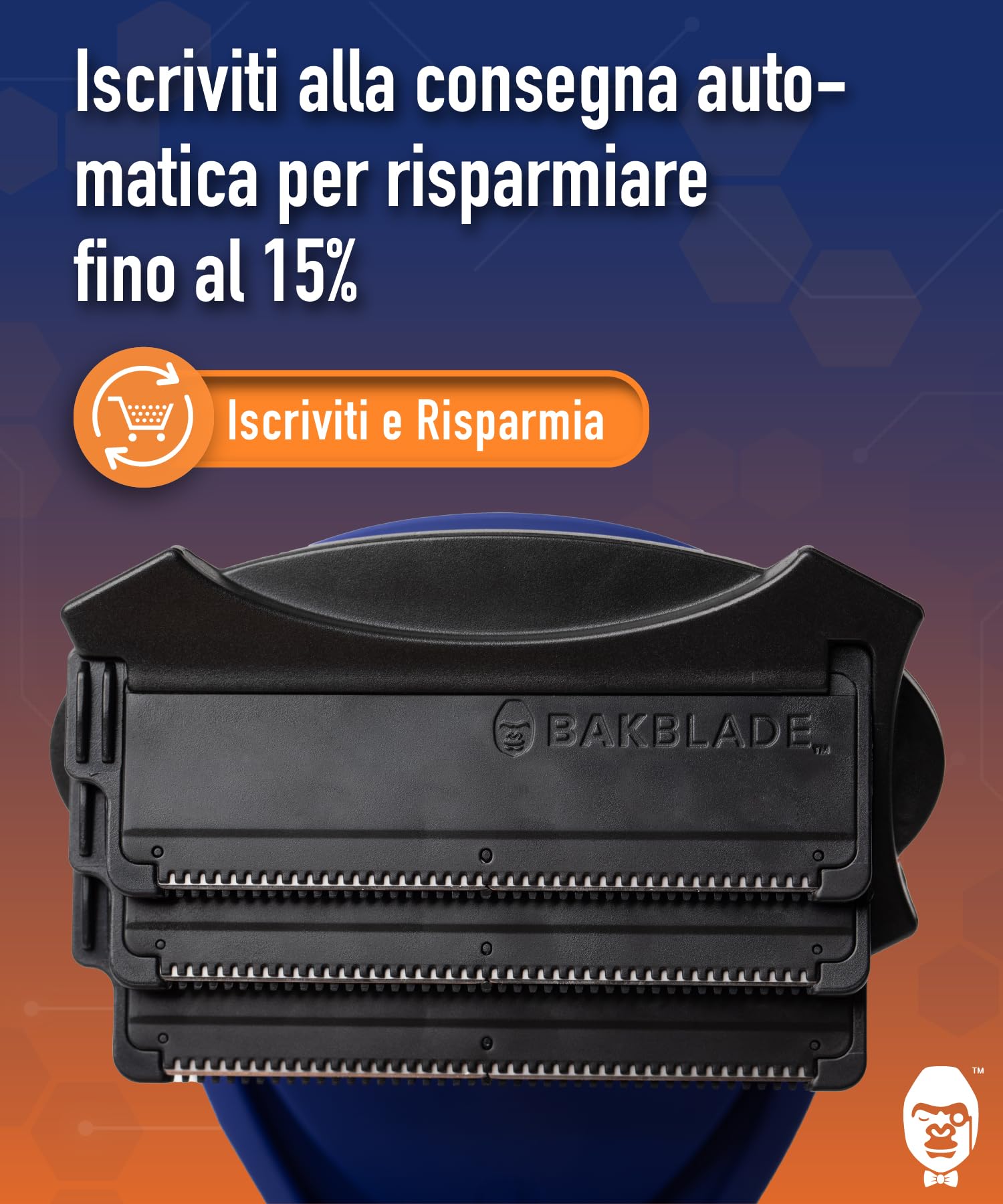 baKblade 2.0 - Ricarica cartucce di ricambio per rasoio per la schiena e per il corpo per rasoi 2.0, 3.0 e 2.0 Elite - Tecnologia Dryglide (6 rasoi inclusi)
