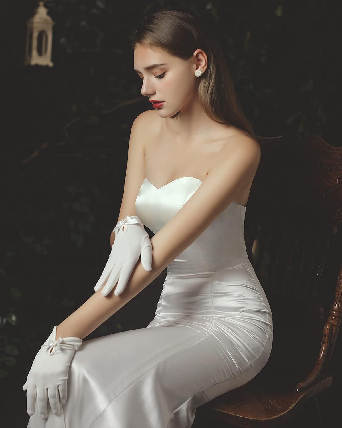 Gionforsy Floral Lace Gloves for Wedding & Bridal Elegance - Short Wrist Lace Gloves for Opera & Dinner Party - Image 4