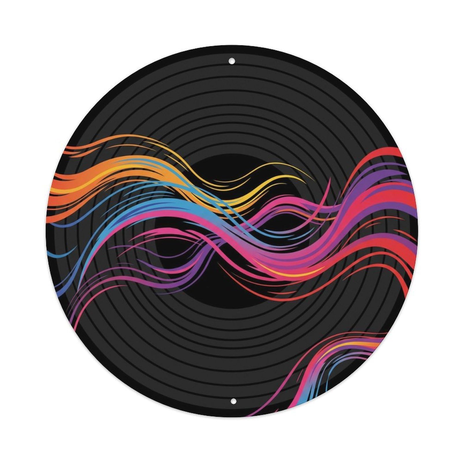 Colorful Music Vinyl Records Multicolor Wave Lines Metal Tin Sign