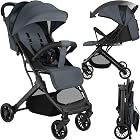 Foto di tectake® Passeggino Pieghevole, Passeggino Leggero con Cintura a 5 Punti Regolabile, Freno Pedale, Tettuccio Pieghevole con Finestra, Protezione Raggi UV, Passeggino Bambini da 0 a 3 Anni - Antracite