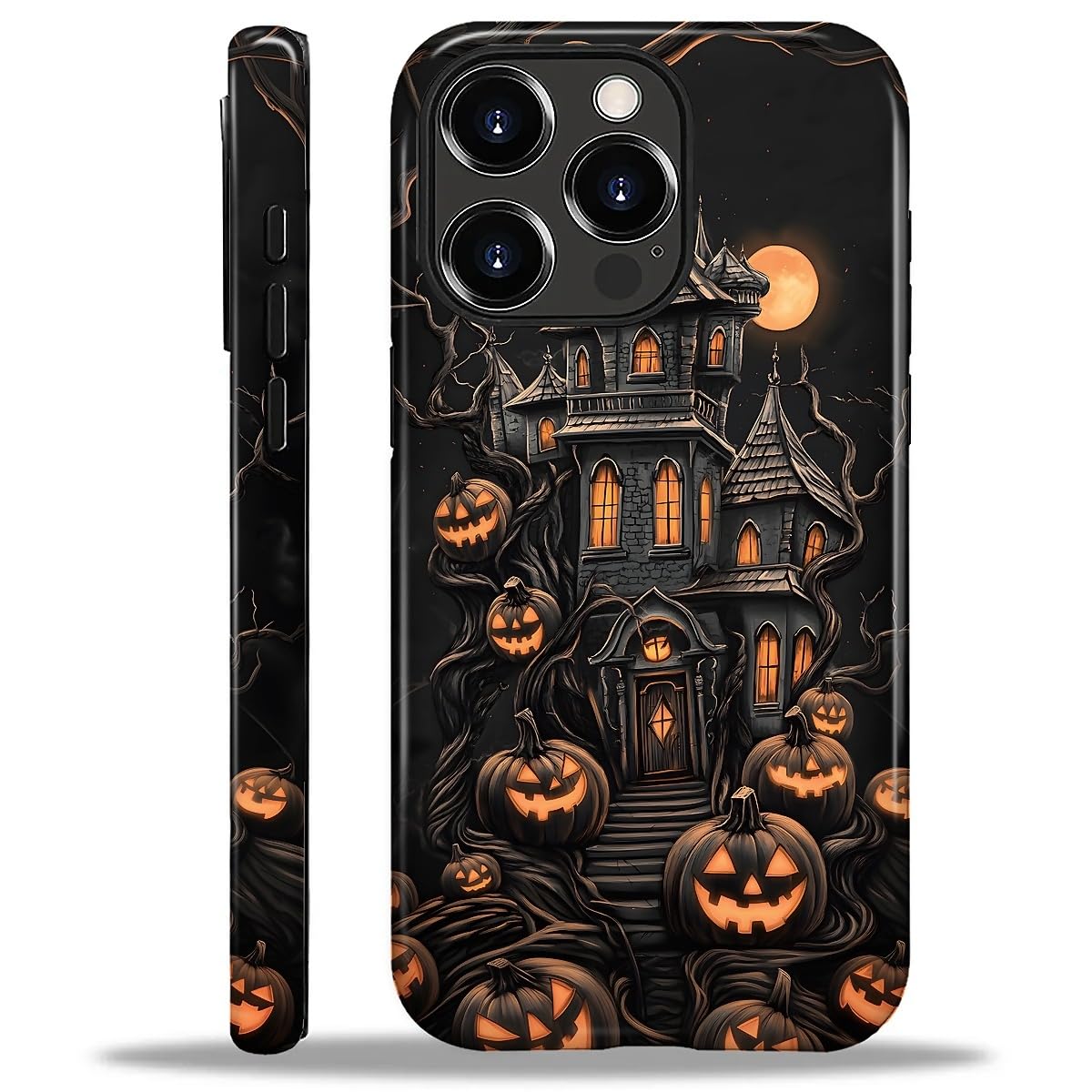 for iPhone 16 Pro Case for Women Girl Men Boy, Compatible with MagSafe, Shockproof Soft Silicone & Hard PC Shell Protective Case for iPhone 16 Pro - Spooky Halloween Haunted House Spooky Halloween Haunted House IPhone 16 Pro