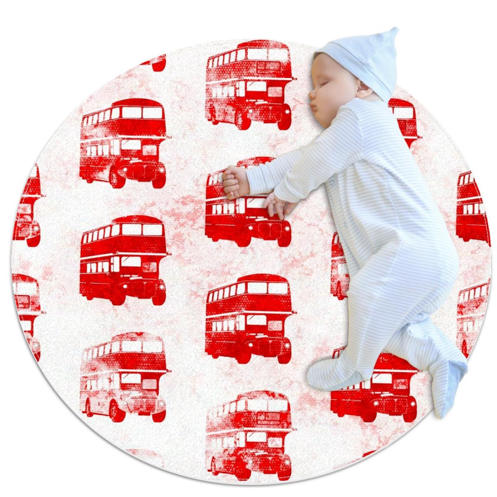 Tapis de sol antidérapant bus londonien rond pour sécuriser la chambre