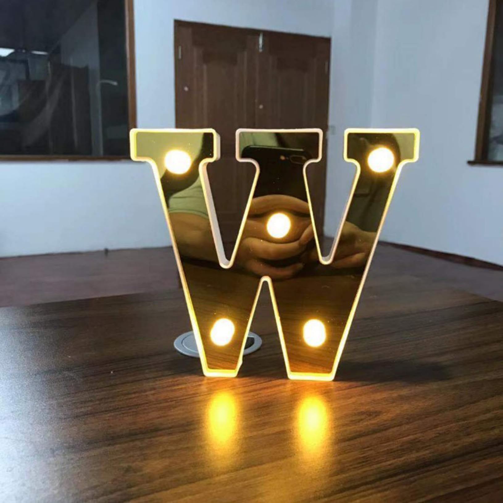 LED Letter W Lights 16cm Marquee Decoration Light Up 0-9 Numbers Night Light Letters Lights Sign for Party Wedding Anniversary Decor Battery Operatgn
