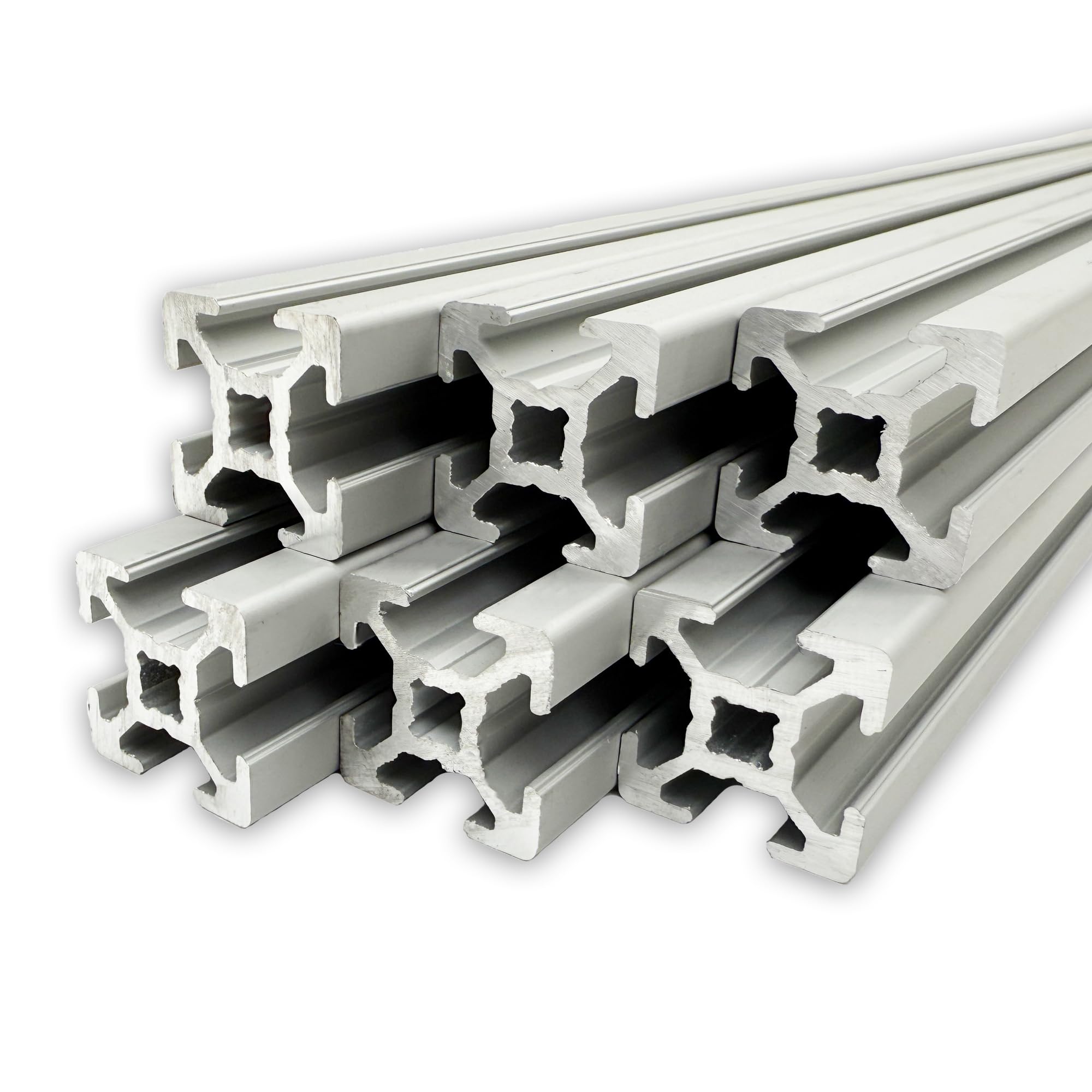 Aluprofil 20x20 mm | Nut 6 | 6 Stück mit 2 Meter = 12 Meter | silber eloxiert E6/EV1 | Aluminium Profil | Nutenprofil | Aluprofil | Alu Profil | Leicht | B-Typ | Montagesystem