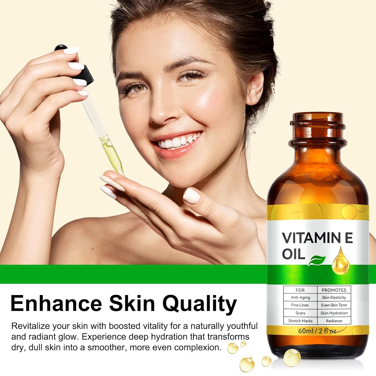 Bieyoc Vitamin E Oil, Body Oil Blend 75,000 IU Boost Skin Collagen, Hydrate and Plump Skin, Reduce Fine Lines and Scars, 2 Fl Oz - Image 4