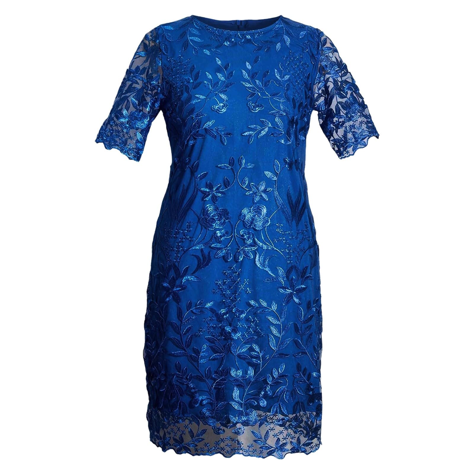 Vestidos De Bautizo Mujer de la Novia de Talla Grande con Bordado Floral, Vestidos de Noche Formales, Vestido de Fiesta de Manga Corta Baile Niña