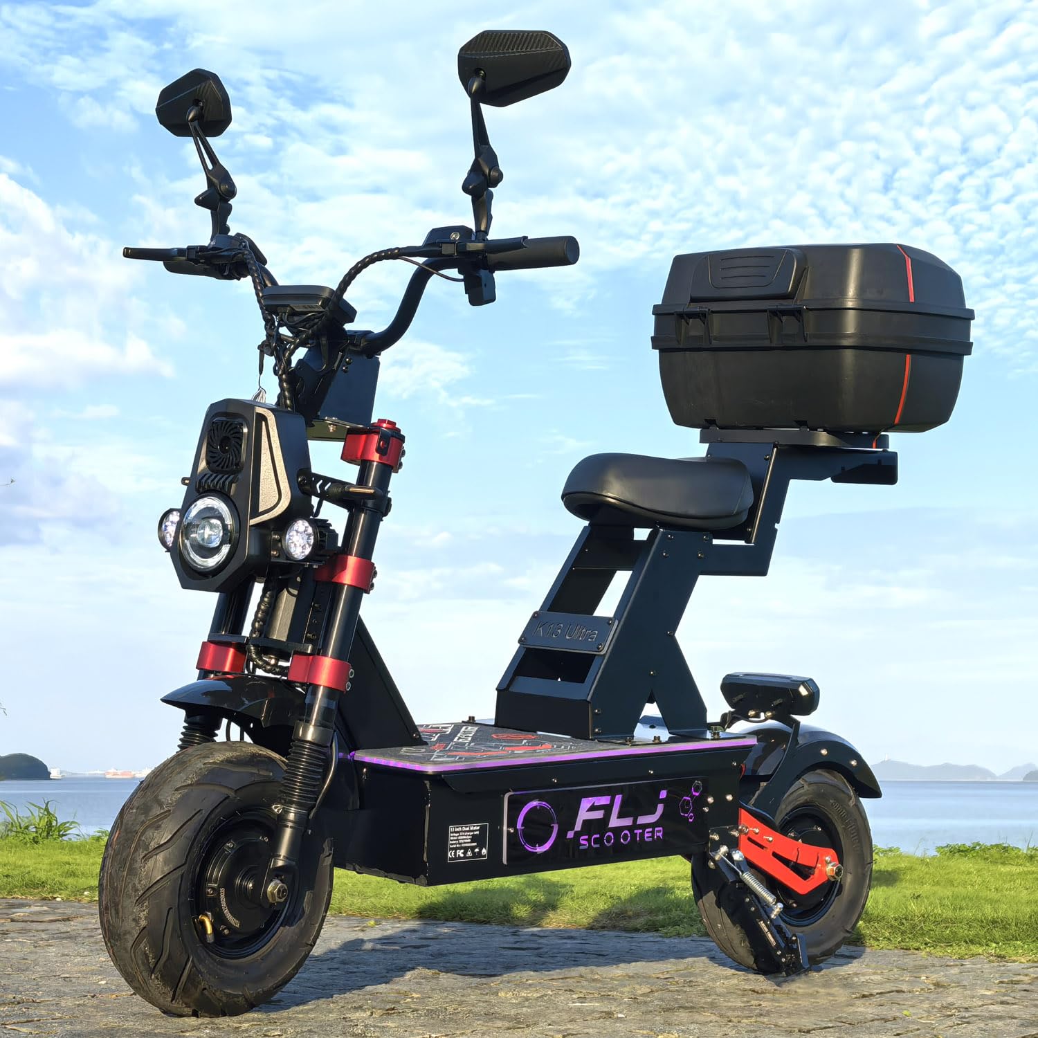 K13 Ultra 12000W Electric Scooter 72V 100Ah Battery Dual Motor E Kickscooter Top Speed 68MPH 188 Miles Range