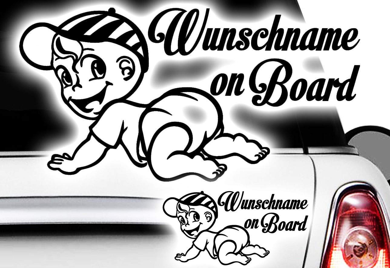 HR Werbedesign 1 x Sticker of Your Choice Name on Board Sticker Hangover Baby Car Child Drives with FUN1