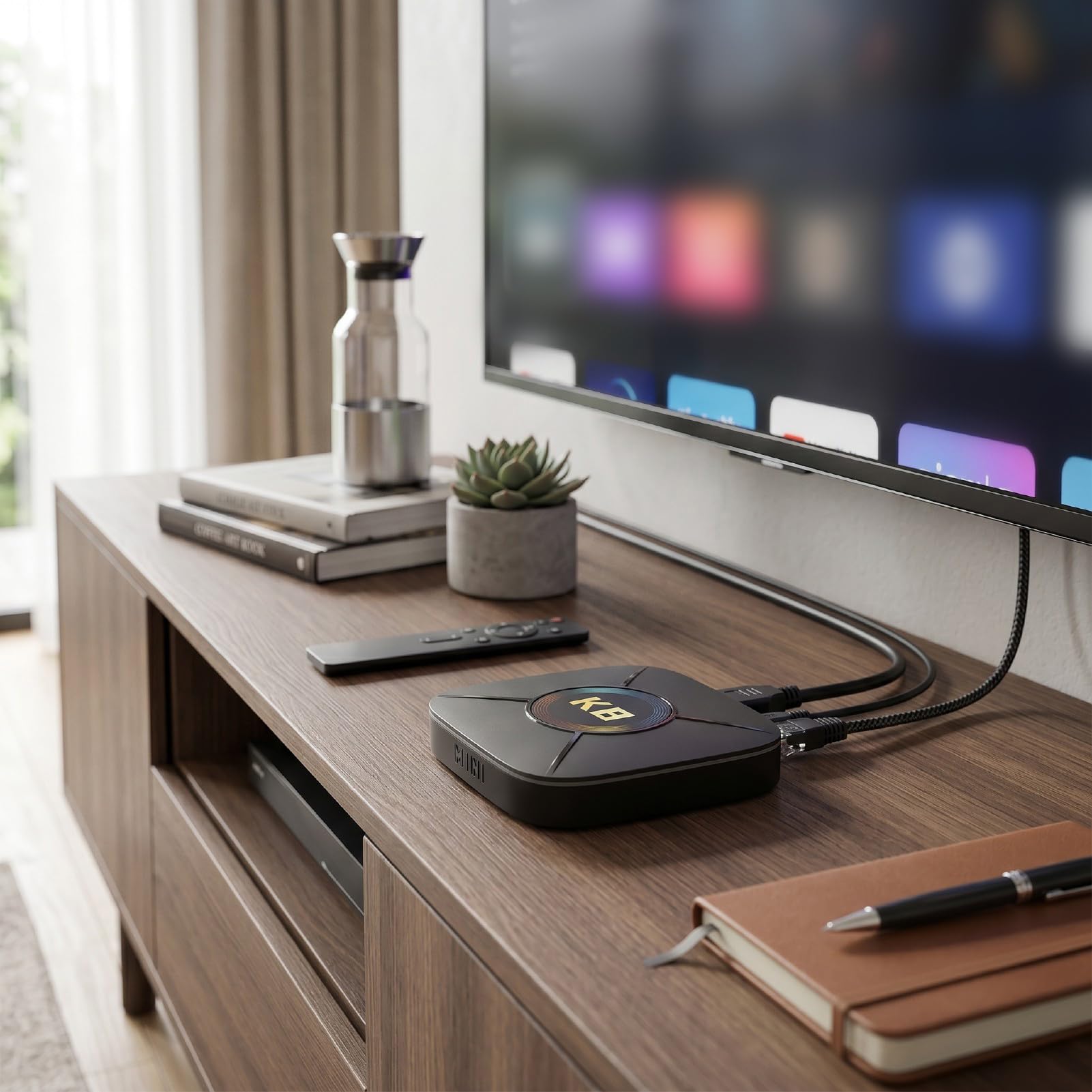 Walmeck Odtwarzacz Strumieniowy 4K TV, Box WiFi 6, światło RGB 2 GB 16 GB z