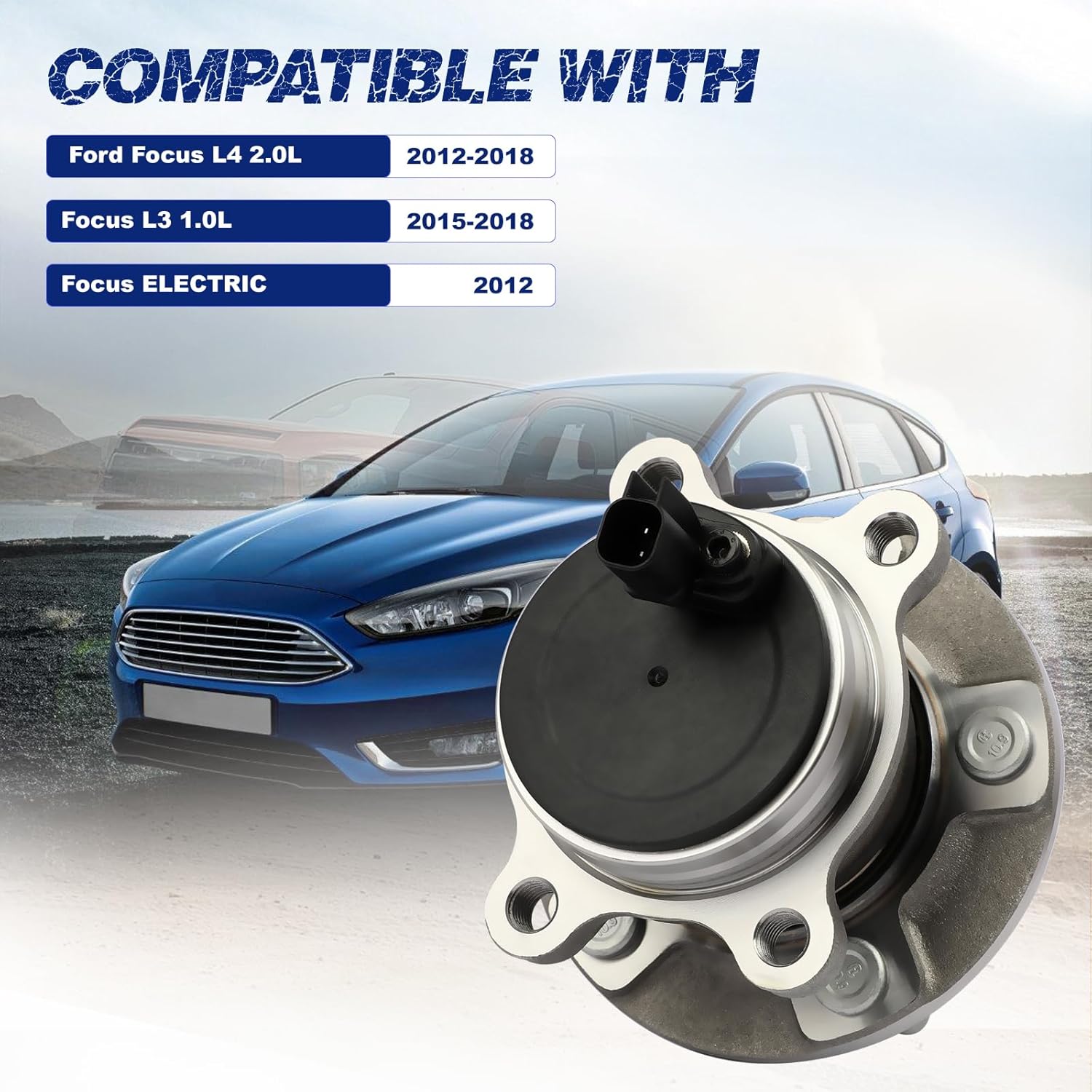 Rear Wheel Hub Bearing Assembly Compatible with Ford Focus 2012-2018# VKBA6789, 512466, BV612C299AAC