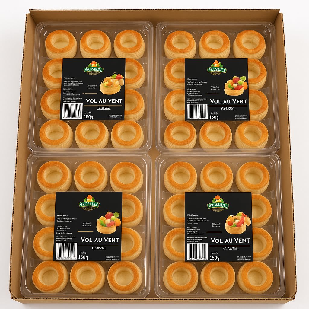 Vol au Vent a Scelta tra Classici 150g, Alberello 68g o Stellina 52g, Pasta Sfoglia Croccante e Dorata, Perfetti per Antipasti, Finger Food e Buffet delle Feste (Classici 150g (12 pz))
