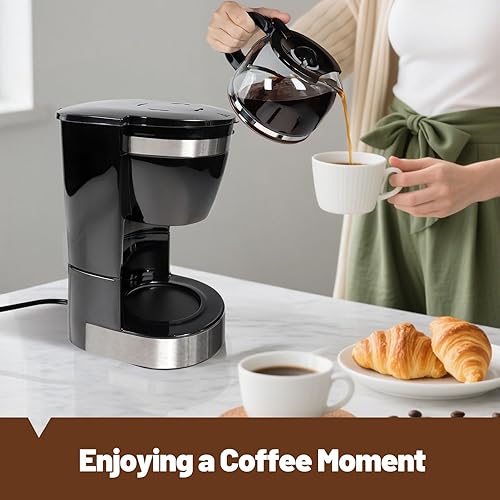 Miniatura 3 de Cafetera de goteo de 10 tazas, cafetera antigoteo de un solo toque con jarra de filtro reutilizable, para mantener el calor, cuchara, cafetera,