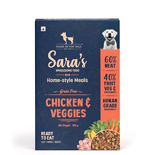 Sara’s Wholesome by HUFT Grain-Free Chicken & Veggies Wet Dog Food – 100 gm | Human-Grade Ingredients | Gluten-Free, Balanced Nutrition | Suitable for Puppies & Adult Dogs