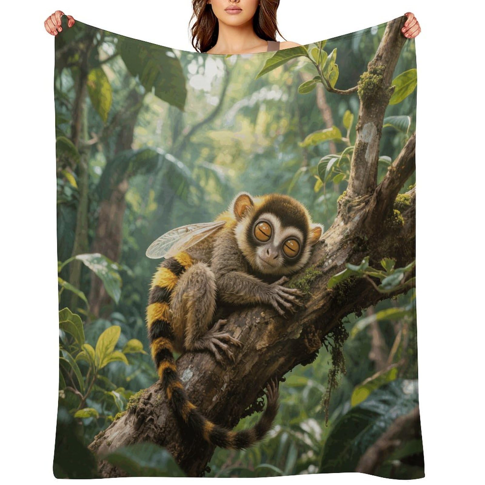 Slow Loris Throw Blanket for Couch and Bed Super Soft Warm Lightweight Throw Blankets Cozy Fuzzy Flannel Blanket Personalized Decorative Blankets for Sofa Decor 60"x80"