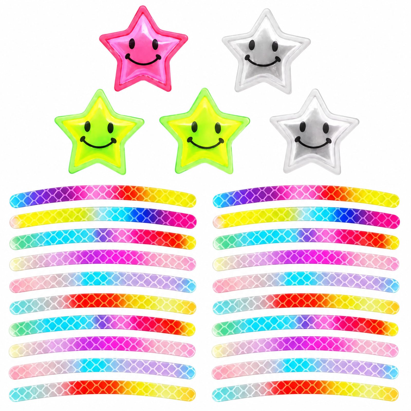 zhongko 25Pcs Bike Reflectors & Stars Spoke Decorations Set