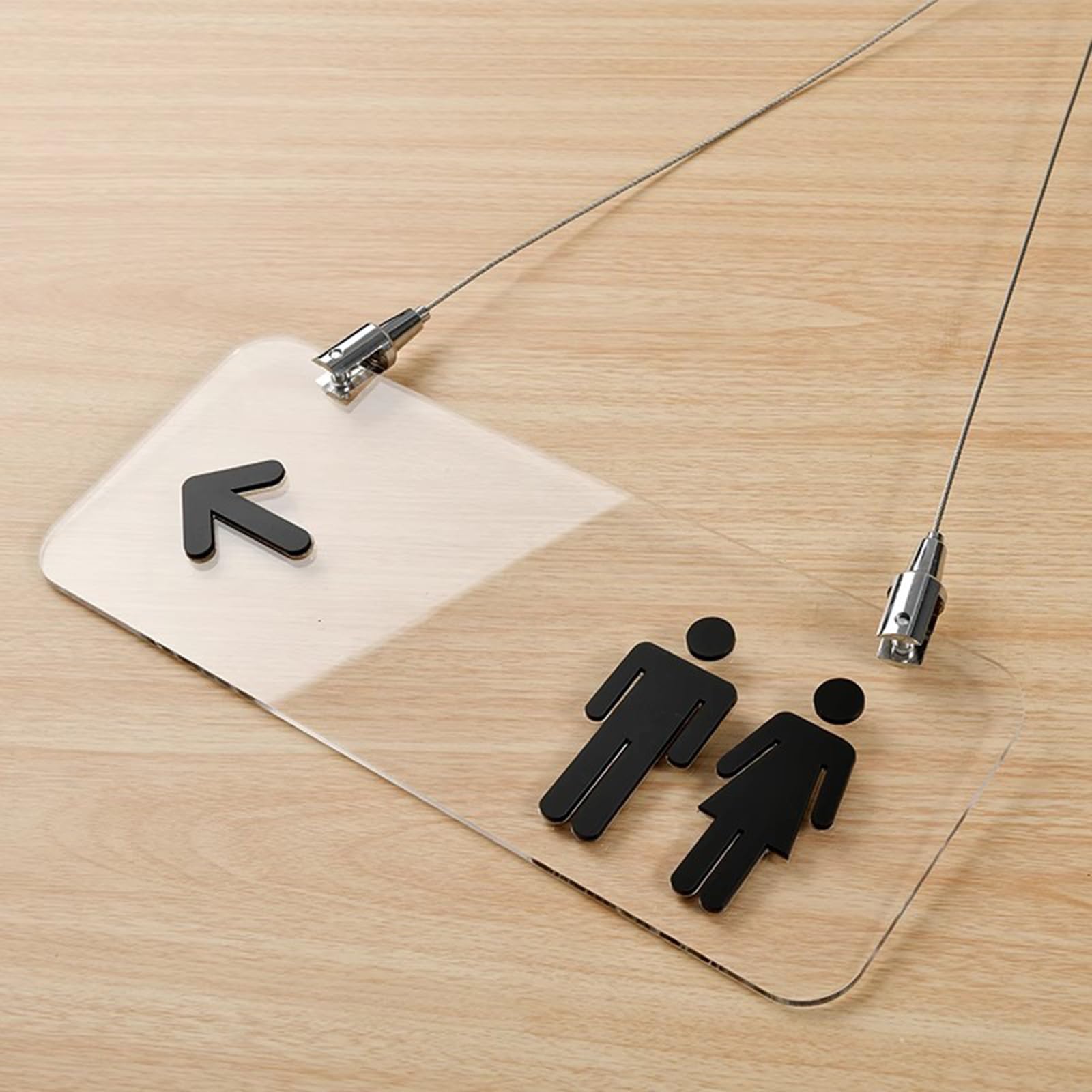 vrfvsdasAAS LED restroom sign, Hanging Clear Acrylic Bathroom Signs, with Instruct Arrow, Accessories, for Indoor or Outdoor