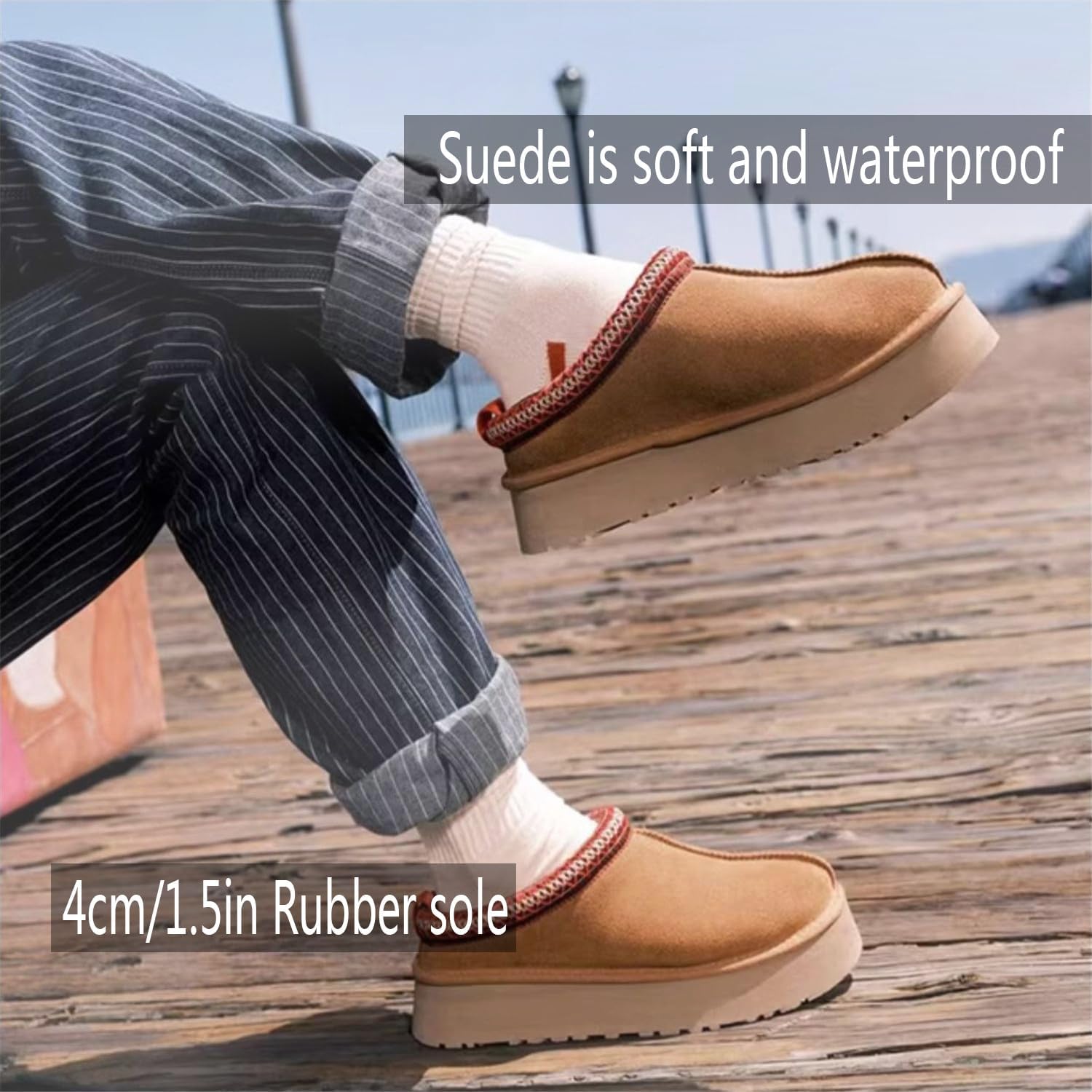 Fashion Plush Platform Slippers for Women's Mini Fleece Lined Boots Outdoor Indoor Non-Slip Warm Short Ankle Boots - Image 3