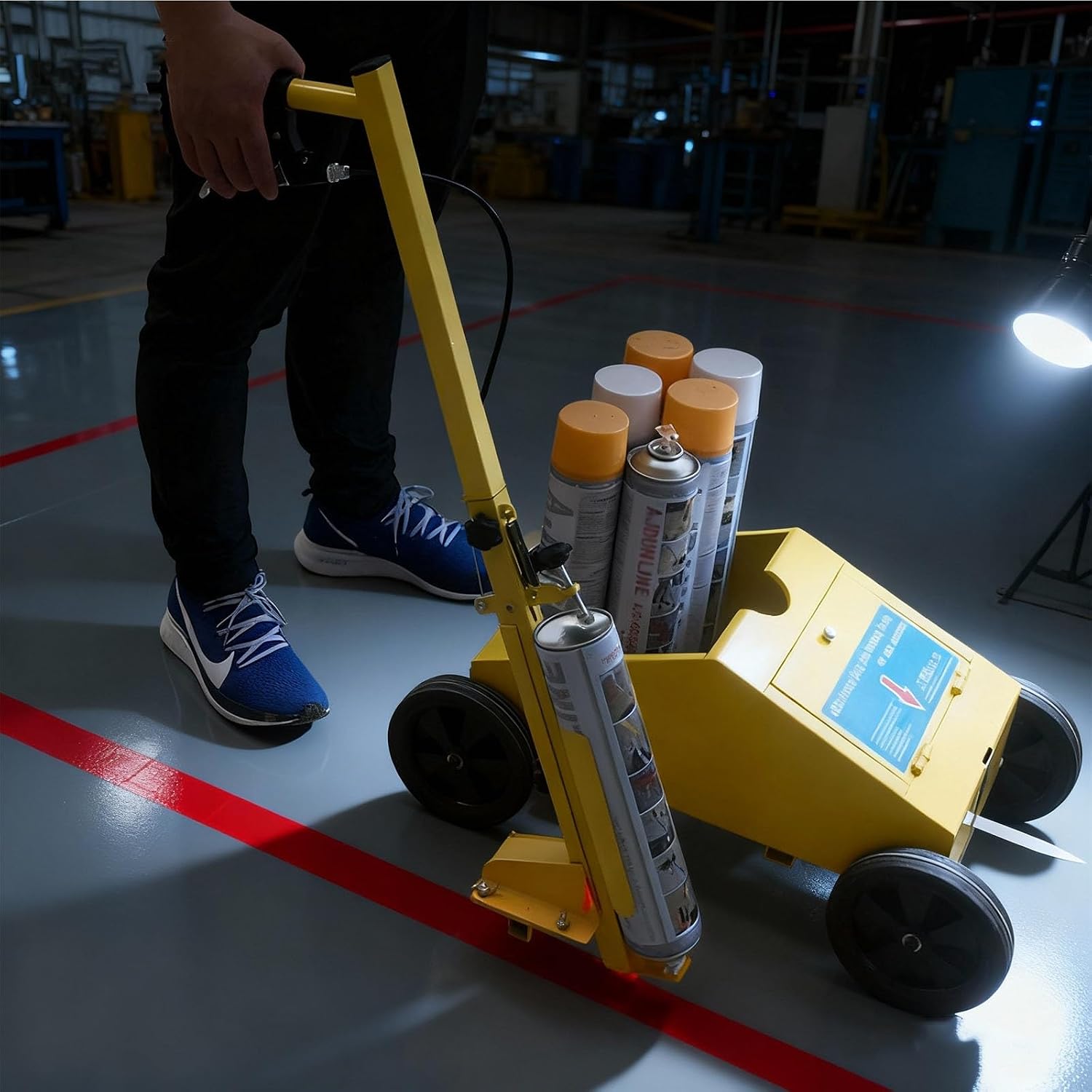 Parking Lot Striping Machine, Striping Machine Walk-Behind Paint Applicator, Large Capacity Strip Line Marking Cart Inverted for Fast Accurate Marking Sports Field Road, Yellow