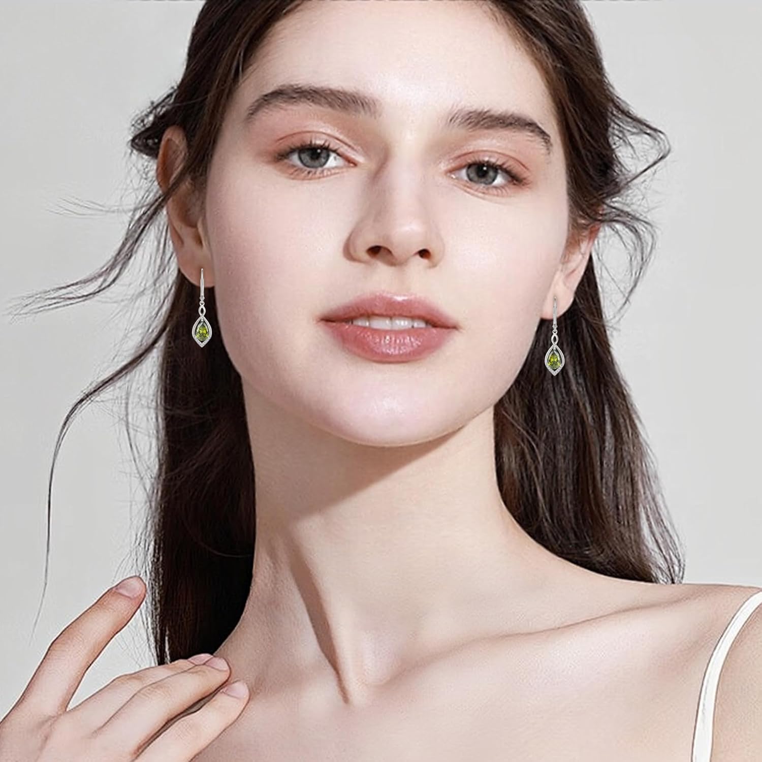 Infinity Teardrop Earrings 925 Sterling Silver Dangle Drop Leverback Earrings Birthstone Jewelry for Women - Image 2