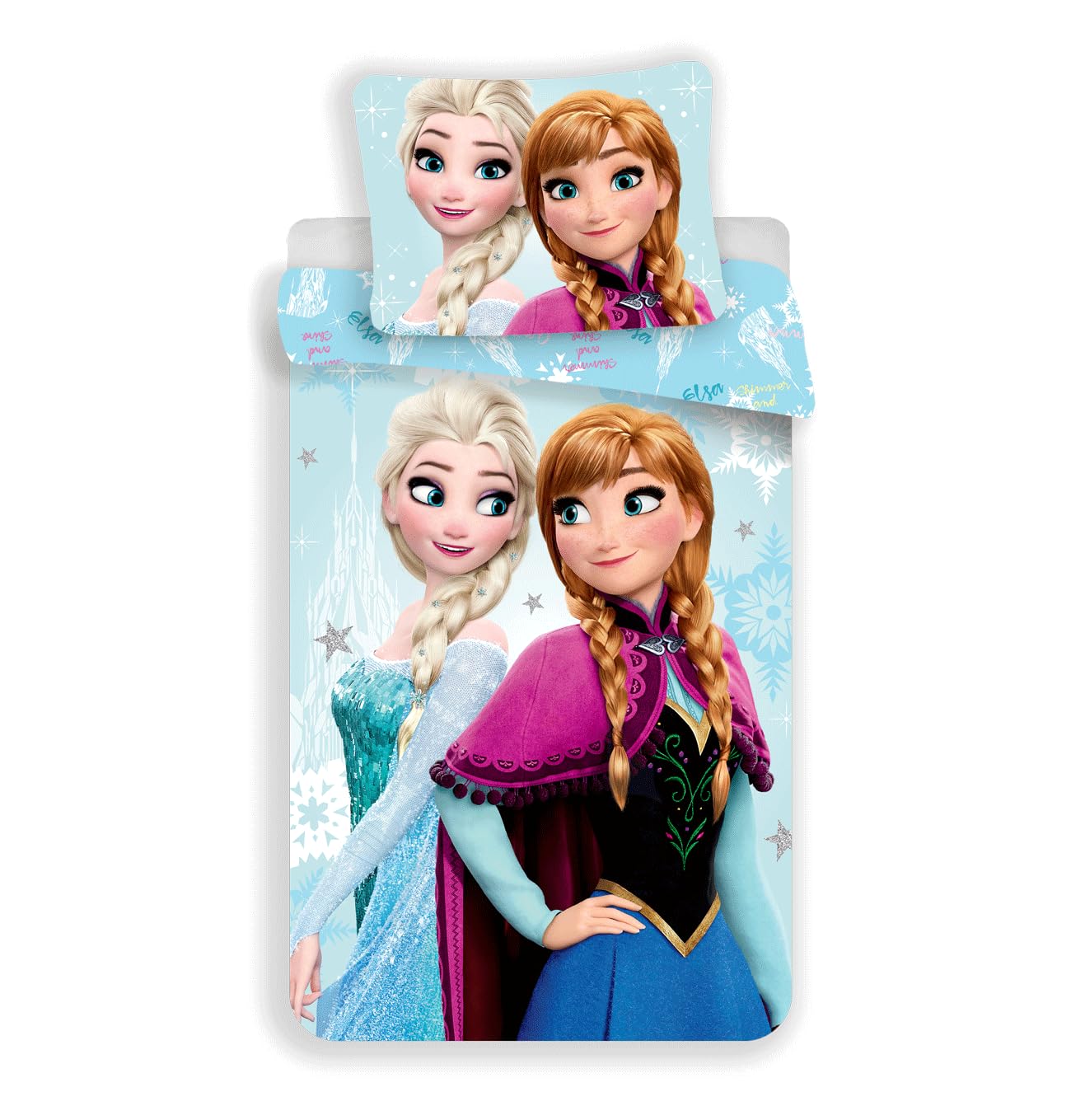 Juego de cama Frozen Disney azul para renovar la habitación infantil con Elsa y Anna