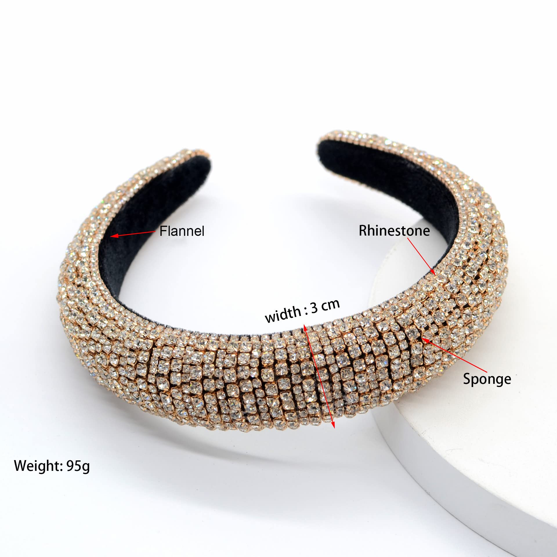 Baroque Black and Gold Headband, Rhinestone Sponge High Crown, NEW black rhinestone headpiece - TikTok Shop main image 4