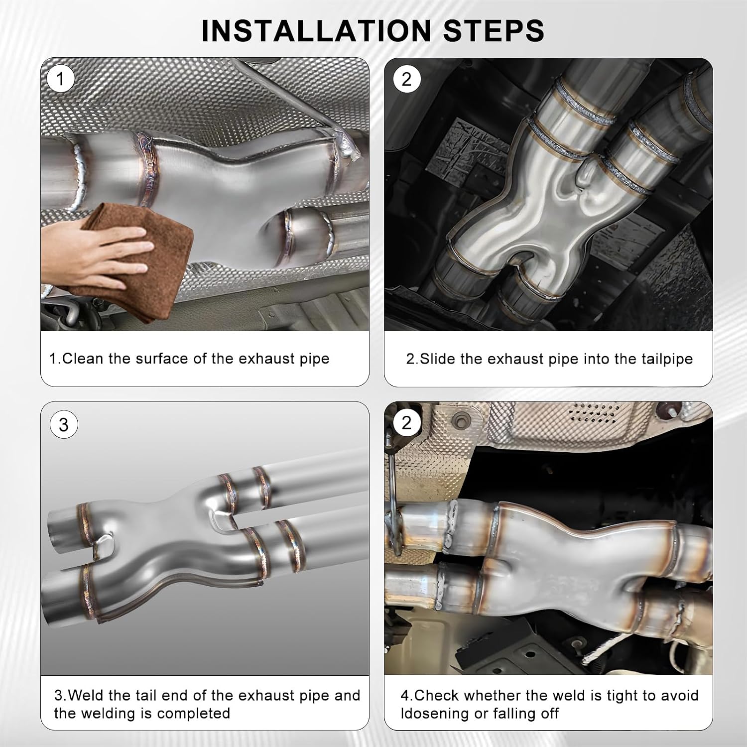 Mupera Universal 2.5 Inch Inlet Exhaust X Pipe, 2.5" Outlet, 12" Long Stainless Steel Exhaust X Pipe, Dual 2.5 Inch Weld-On Crossover X Pipe for Car Truck
