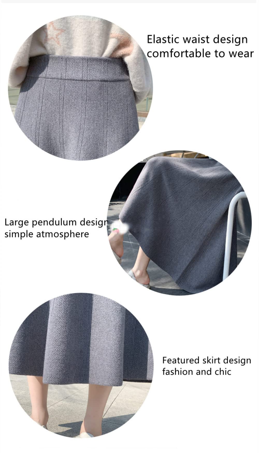 Faldas para Mujer Cintura Elástica,Falda De Talle Alto Midi Diseño De Encaje Elástico Falda De Invierno Acampanada Sexy Elegante Faldas Plisadas para Mujer Fald(Coffee)