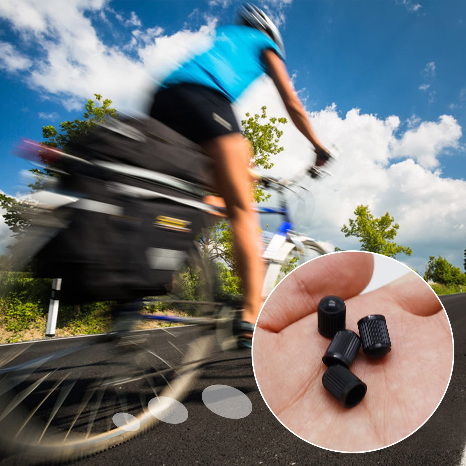 Ouken 4 Pezzi in plastica valvole Pneumatici Tappi per Auto, Moto, Camion, Bici e Bicicletta