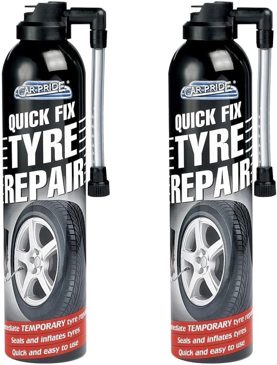 Jkg Quick Fix Tyre Repair 2Pk - Quick Fix Temporary Tyre Repair - Emergency Roadside Seal & Inflates Puncture Sealant - Quick & Easy Flat Tyre Repair Foam - On-The-Go Tire Repair Solution - 2X300ml
