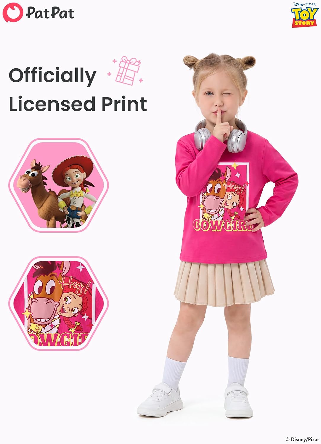 Disney Girls & Boys Long Sleeve Shirt 2-9Y, Cotton Graphic Tees, Cute Tops