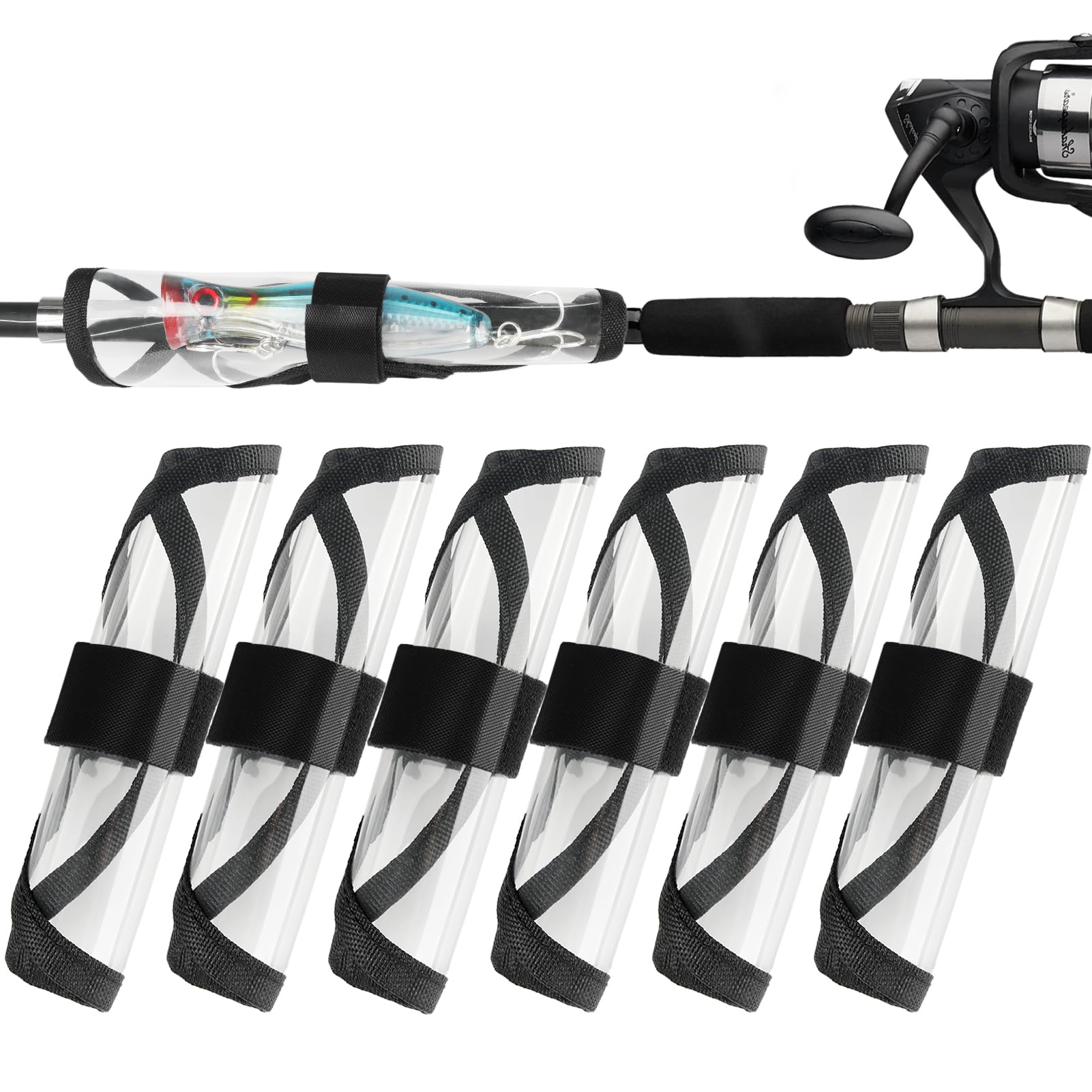 NVAAV 6 Pack Fishing Lure Covers, Bait Gloves Lure Wrap Fishing Bait Hook Cover Lure Guard to Keep Fishermen Fishing Safe for Fishing Rod (8 Inch)