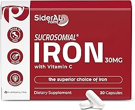 SiderAL Forte Iron Supplement Clinically Shown to Increase Iron Without Side Effects | Sucrosomial High Absorption Gentle Iron Pills for Women and Men | Vitamin C | Anemia & Energy Support | 30 Count