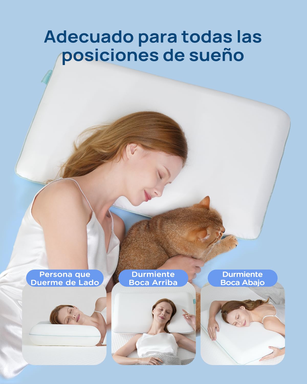 Releep - Almohada mullida refrescante, 40 x 60 cm, Almohada de Espuma con Memoria de Forma, Almohada ergonómica, reposacuello