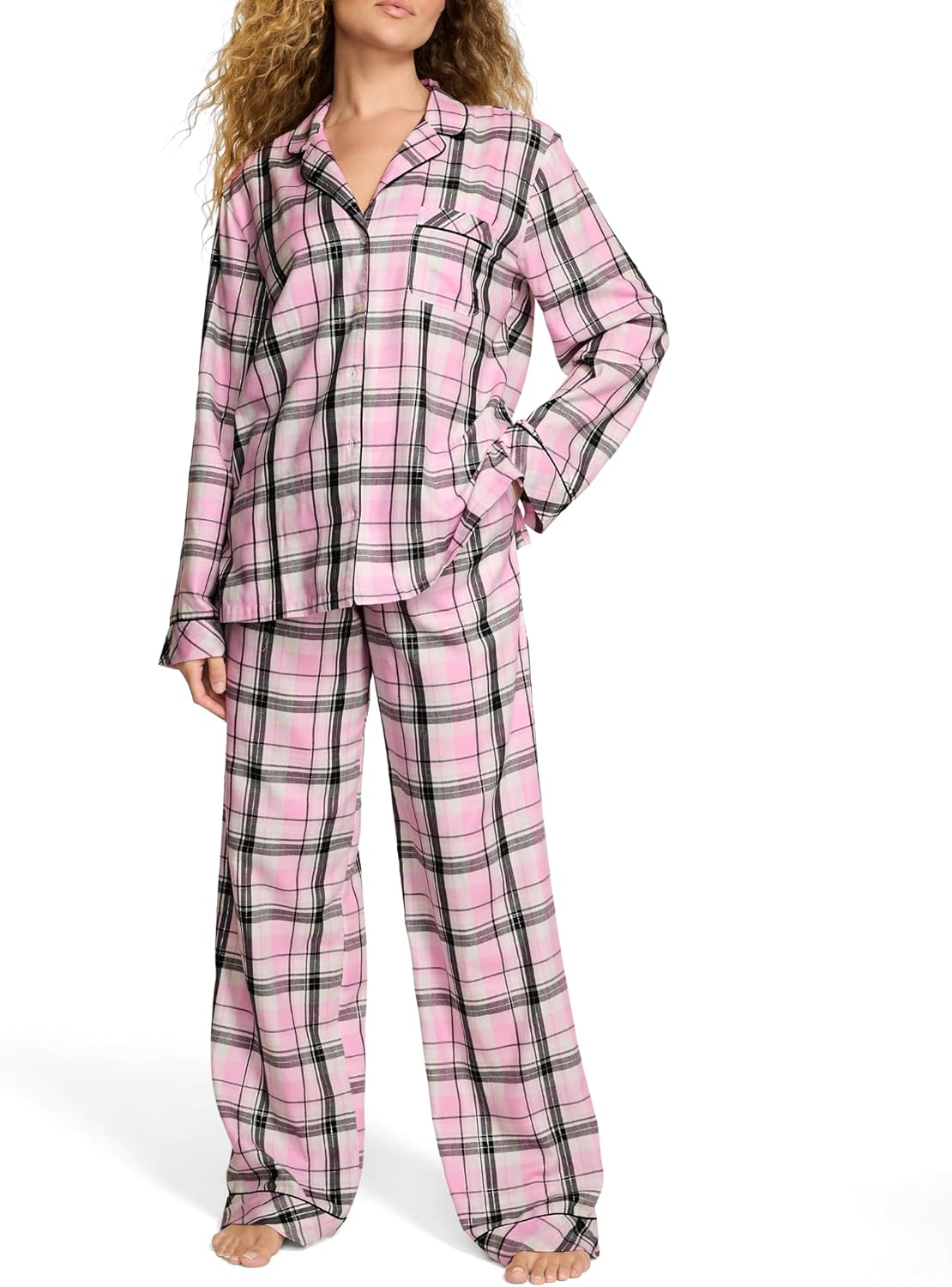 Victoria's Secret Flannel Pajama Set, Long Sleeve Button Down Shirt & Pants, Sleepwear for Women (XS-XXL)