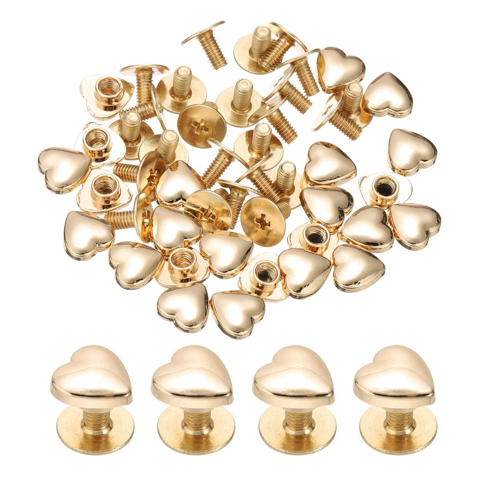 PATIKIL 8mm Heart Rivets, 24 Sets Leather Rivets Studs Rivets Double Cap Spikes Rivet for Leather Crafting for Decor Repair DIY Clothing Belts Bags Shoes, Light Gold-image-28