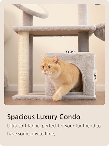 Miniatura 5 de Ouritsu Árbol para gatos, torre para gatos de 31 pulgadas, poste rascador de sisal, rampa rascadora redonda similar a un espejo, perca superior de