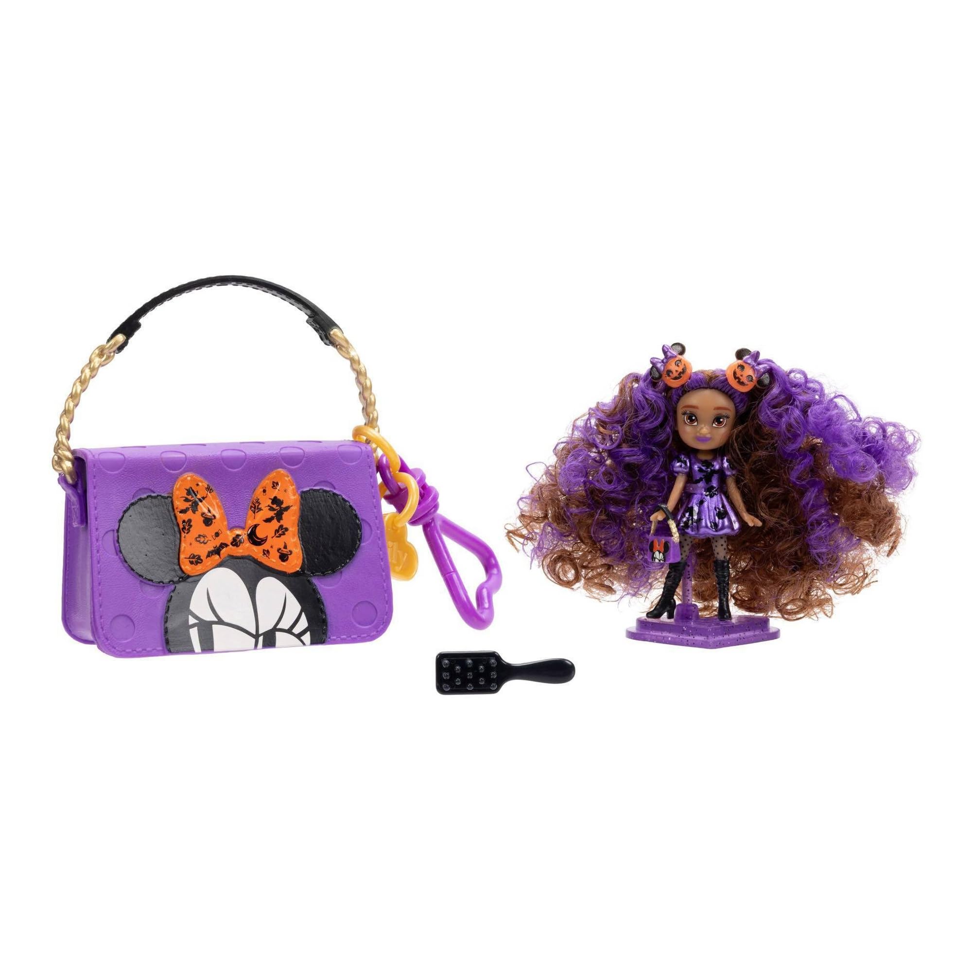 JAKKS Pacific Disney ILY 4ever Tote-ILY Teenies Halloween Minnie Mouse Inspired Mini Doll con borsa, 5,71 cm, età 6+