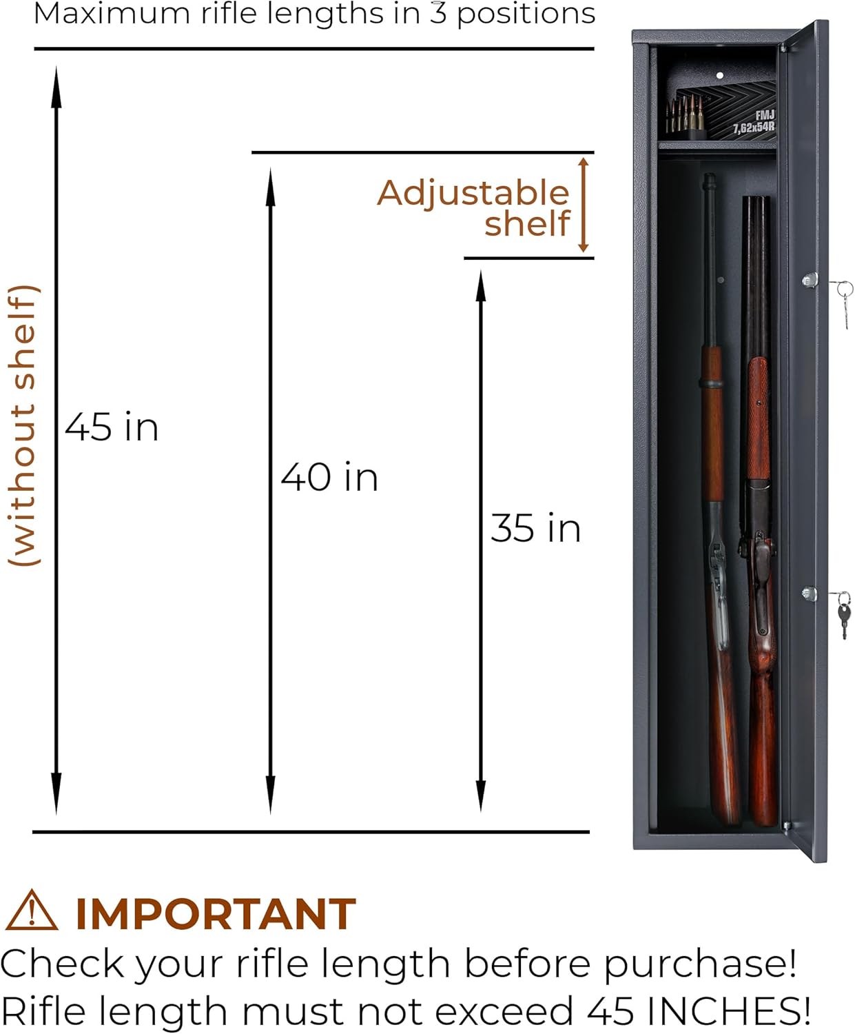 Buffalo 1015 Gun Rifle Shotgun Metal Small Security Cabinet Safe Storage with Separate Pistol/Ammo Area
