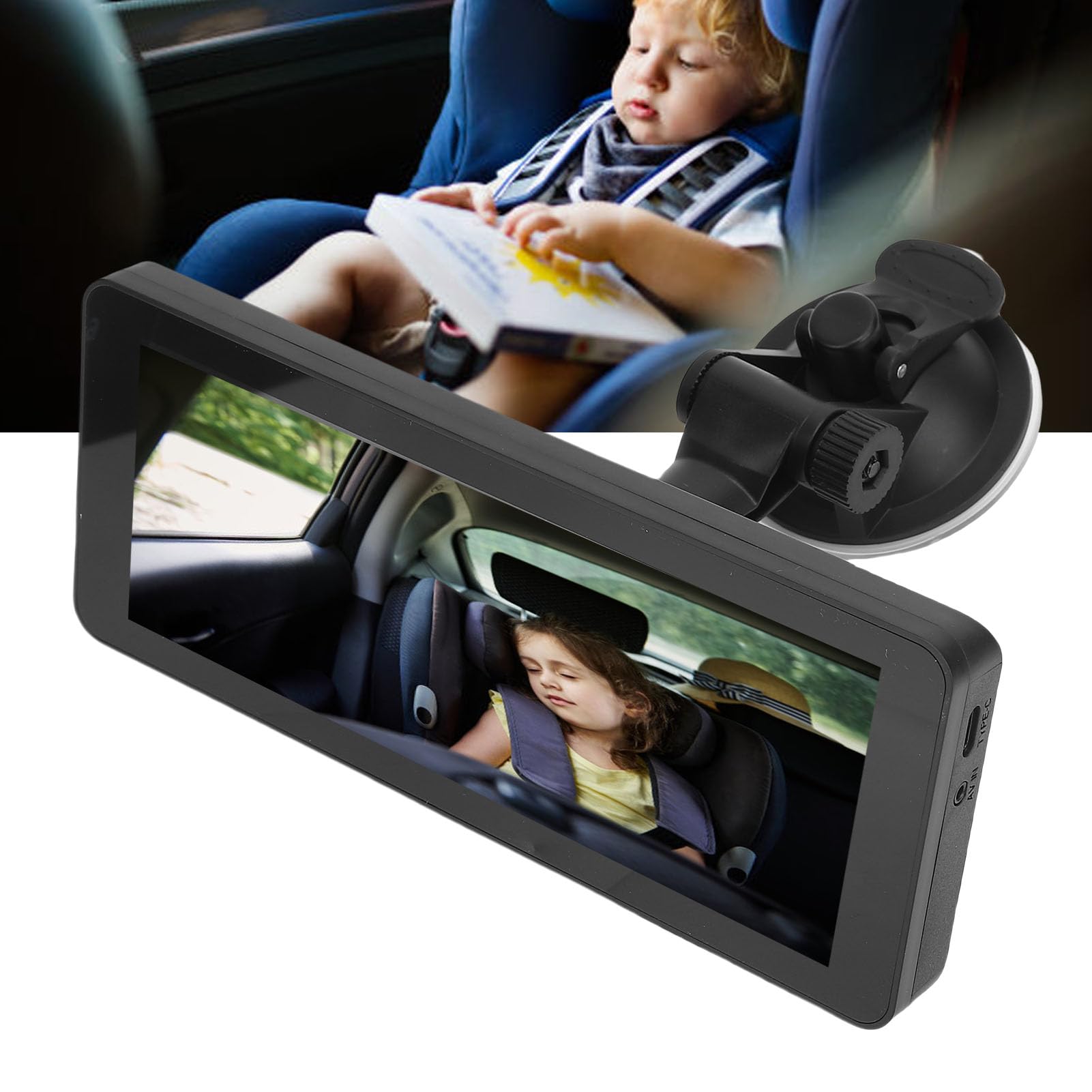 Tangxi Double Caméra de Voiture pour bébé, écran partagé HD de 6,86 Pouces avec Transmission à 0 Retard, luminosité Réglable et Support Stable, pour Voitures, SUV et Petits Camions