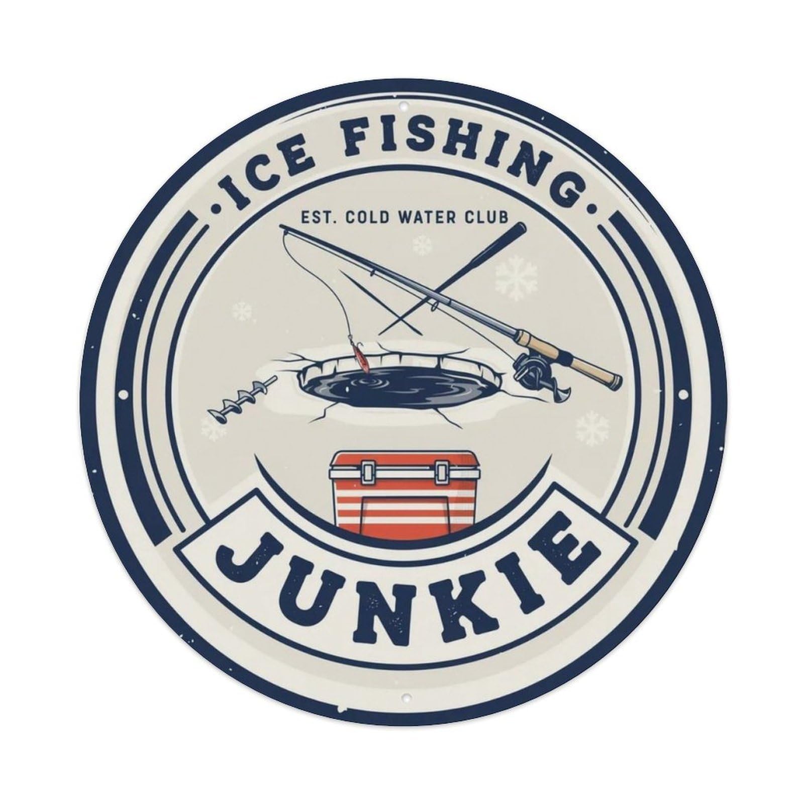 Ice Fishing Junkie Metal Tin Sign Plaque