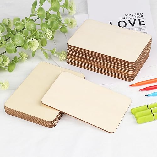 Miniatura 4 de 150 piezas rectangulares de madera sin terminar, azulejos de madera natural de 4 x 6 pulgadas para manualidades, pintura, tallado y decoración del