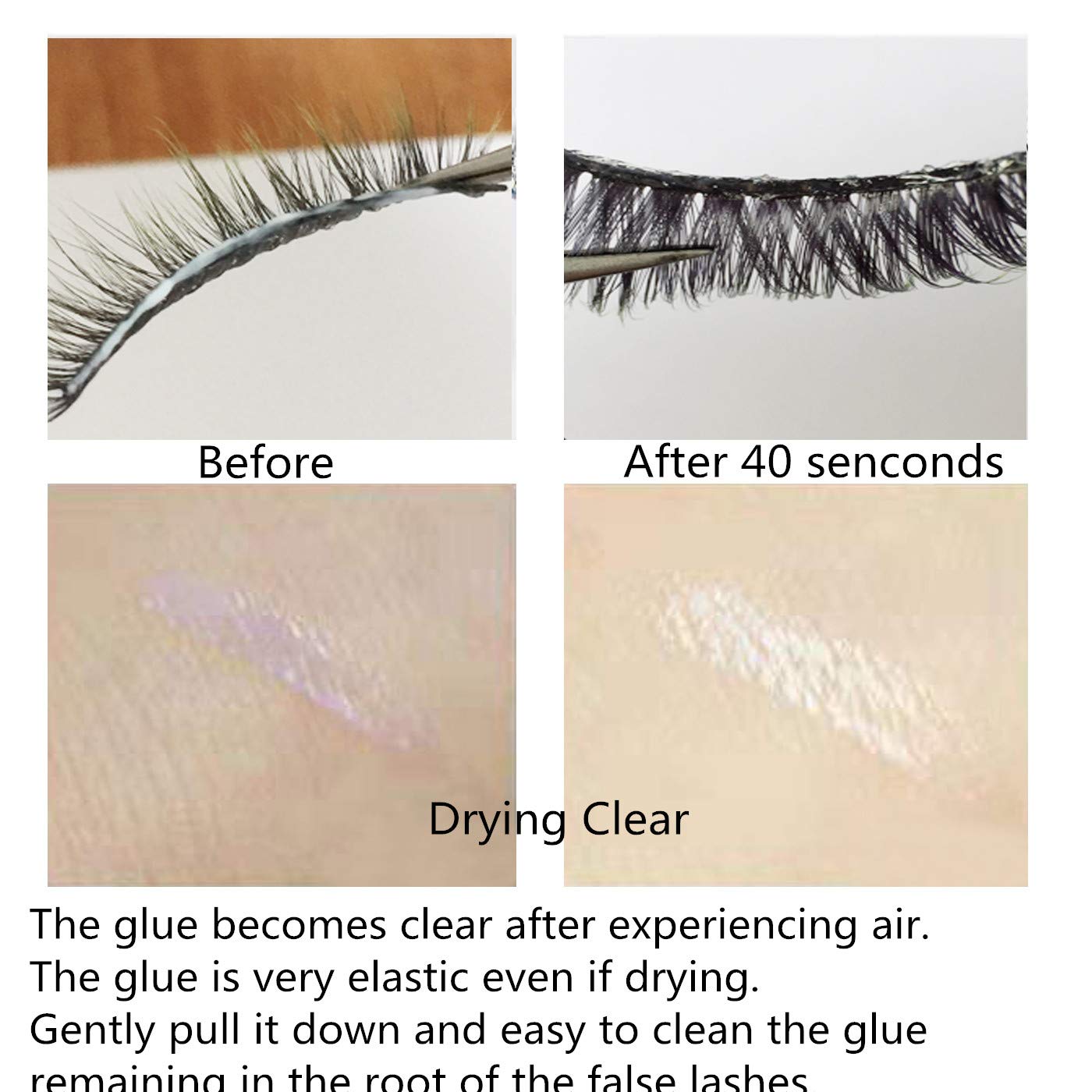 JIMIRE Eyelash Glue Clear | Secure Hold for False Eyelashes | Latex-Free Eyelash Adhesive with Chamomile Suitable for Sensitive Eyes : Beauty & Personal Care