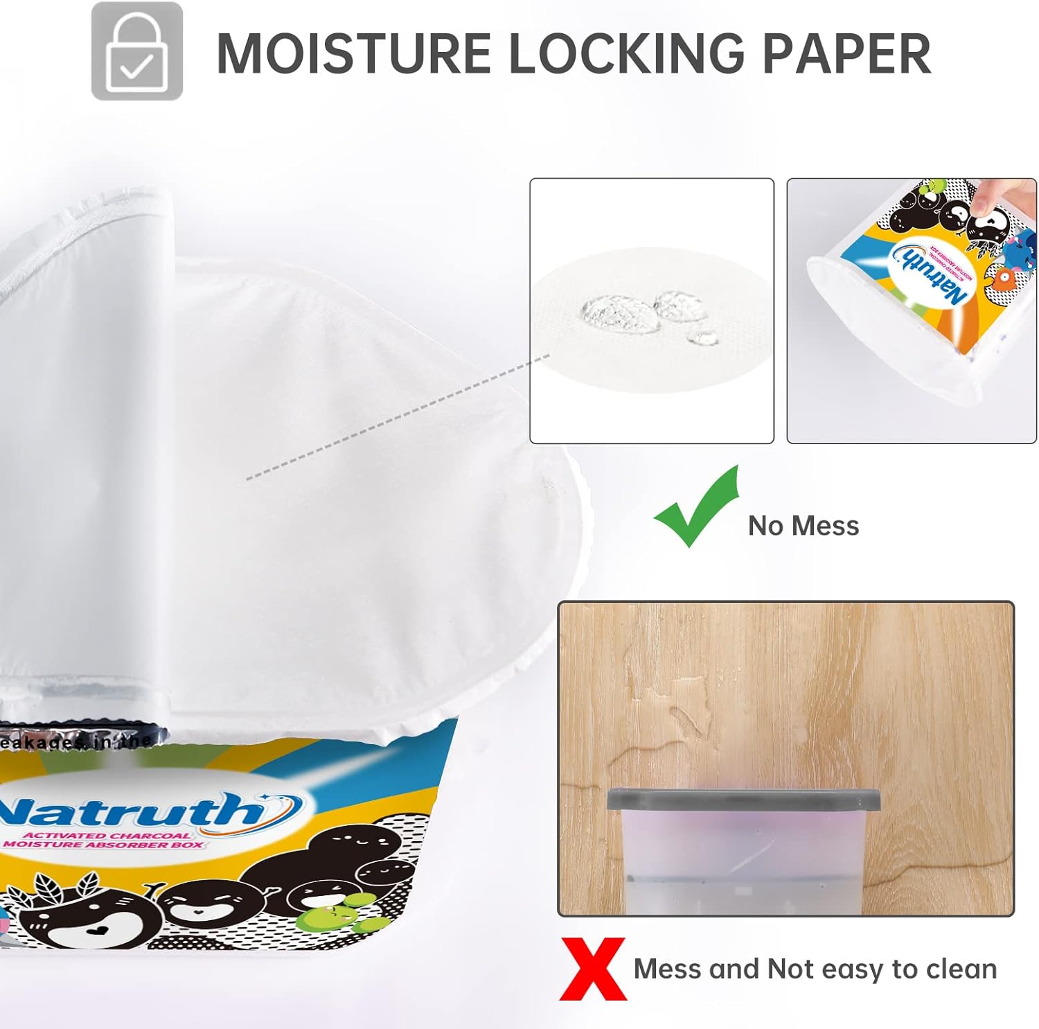 NATRUTH Moisture Absorbers with Activated Charcoal,800ml(6-Pack)*12.5 OZ Portable Closet Dehumidifier, Odor Eliminator Absorber Bucket,Humidity Absorber,Dehumidifier for Bathrooms, Kitchen & Boats thumbnail