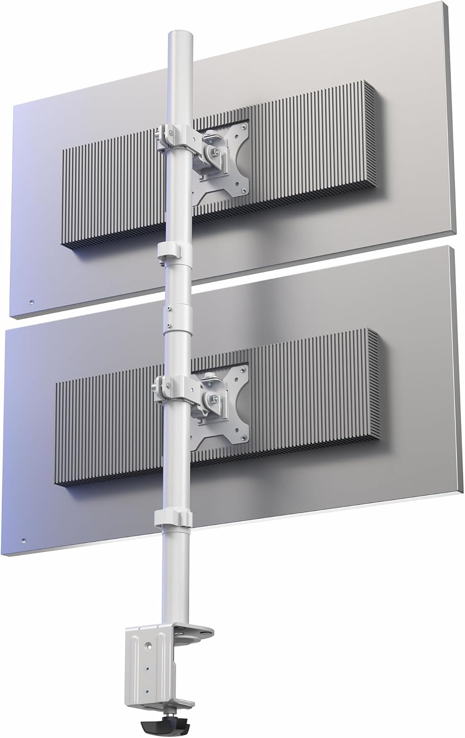 VIVO Dual Vertically Stacked LCD Monitor Desk Mount, Extra Tall Heavy Duty Adjustable Stand for 2 Ultrawide Screens up to 34 inches, 22 lbs Capacity, White, STAND-V002TW