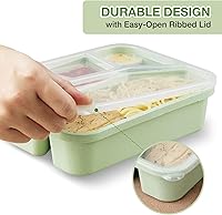 Vista 5 de 4 Pack Bento Lunch Box, 4 Compartment Wheat Straw Meal Prep Containers for Kids/Toddle/Adults, BPA Free Reusable Food Storage Containers, Durable