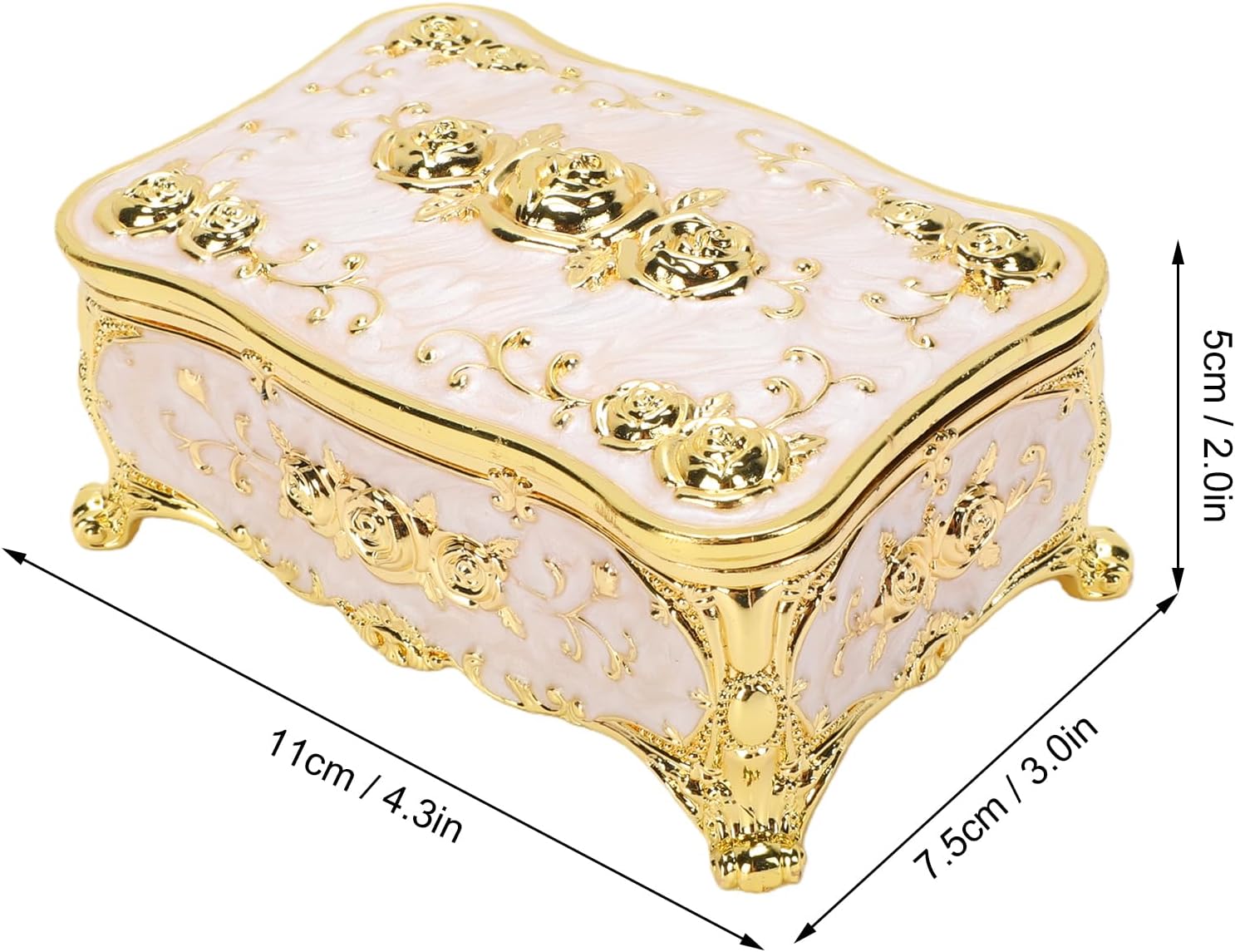 ZJchao Vintage Jewelry Box European Retro Style Metal Trinket Storage Box with Exquisite Floral Engraving for Women Keepsake Gift Jewelry Organizer Case 4.3x3.0x2.0in (3) image 4